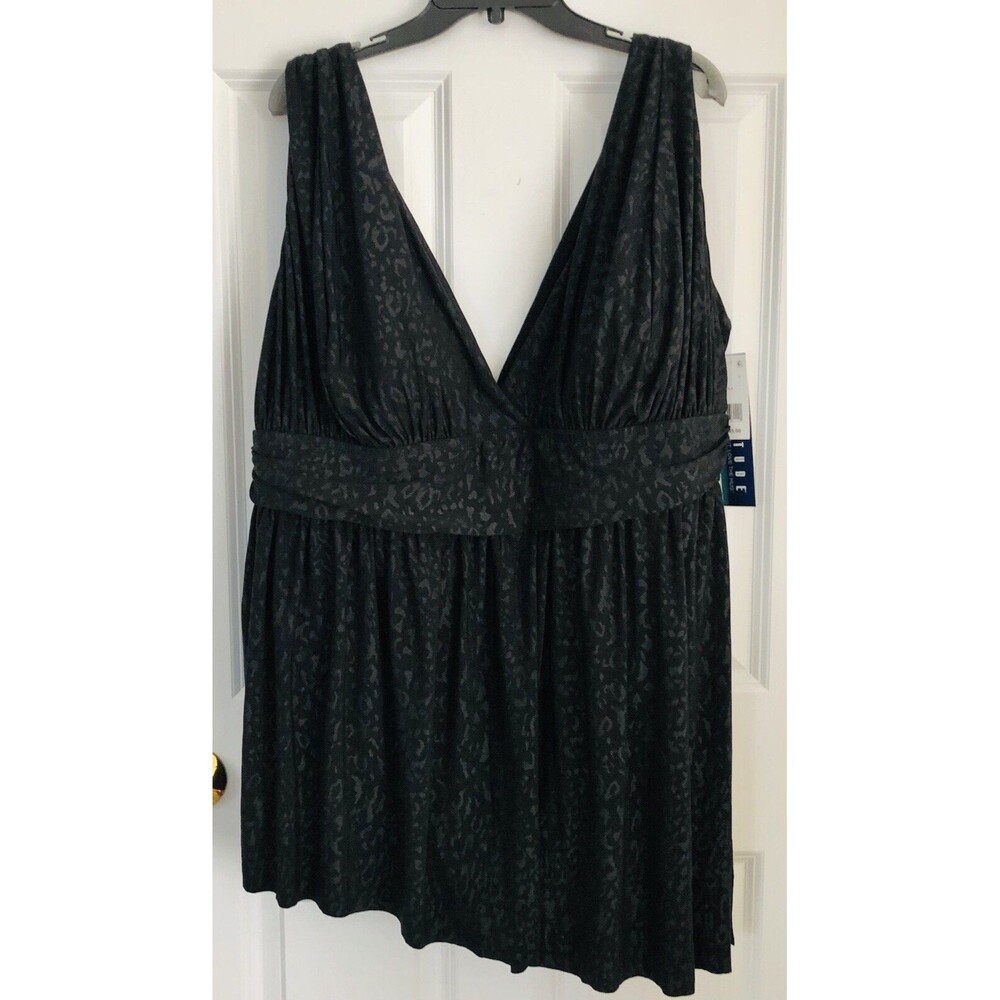 Longitude Women's Swim Dress Size24 Black Tummy Control Soft Cup Bra Long Torso - Picture 4 of 6